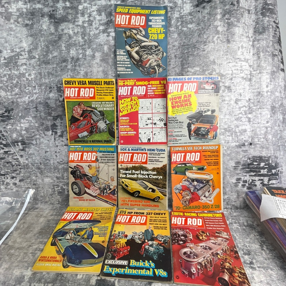 10 Vtg Hot Rod Magazine Lot 1970 1971 Boss 302 Mustang Hemi Cuda Camaro Z28